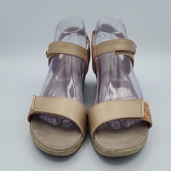 Naot Intact Khaki Beige Cork Heeled Sandals Strappy Hook And Loop 42 US 11-11.5 - Picture 4 of 10